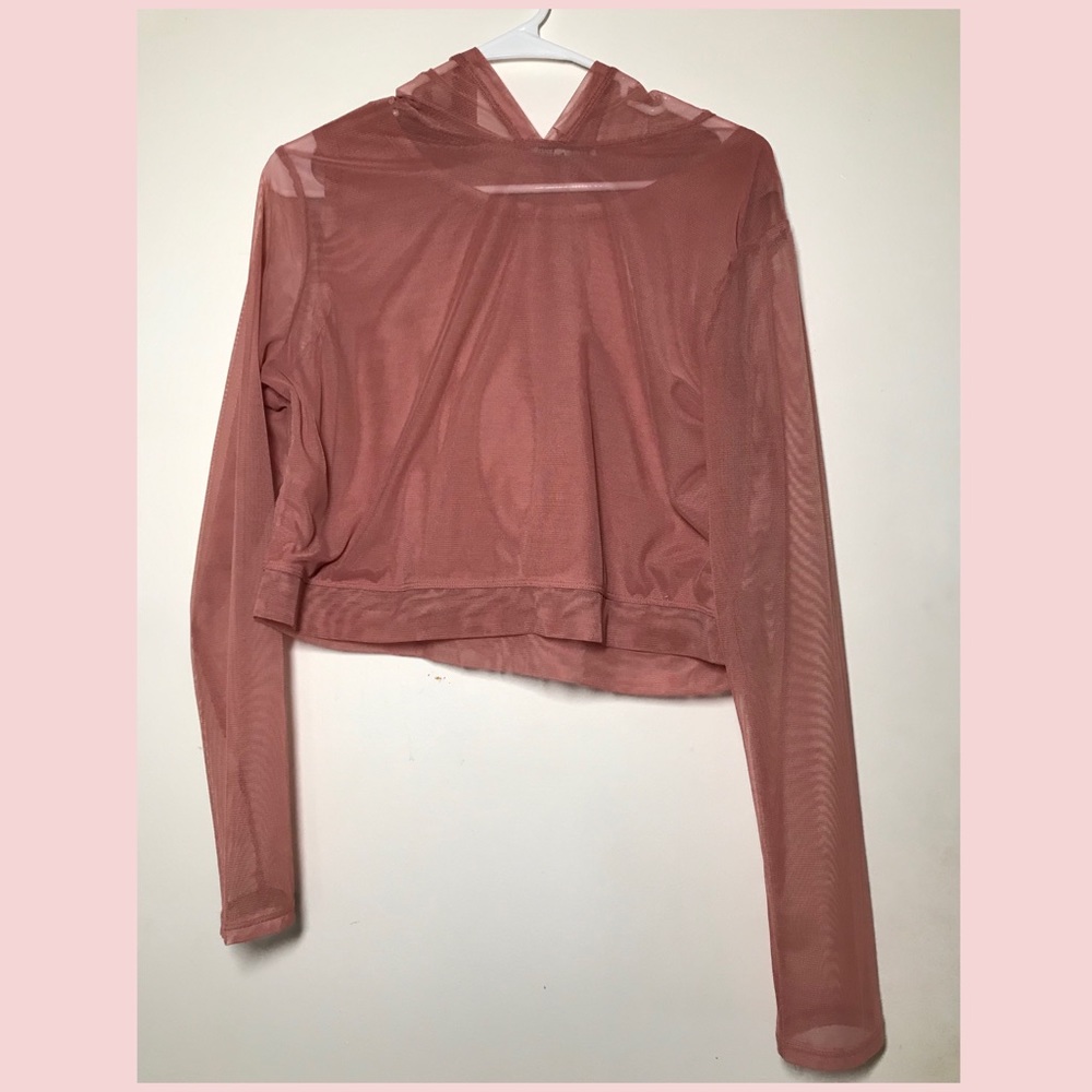 Cropped sheer hoodie